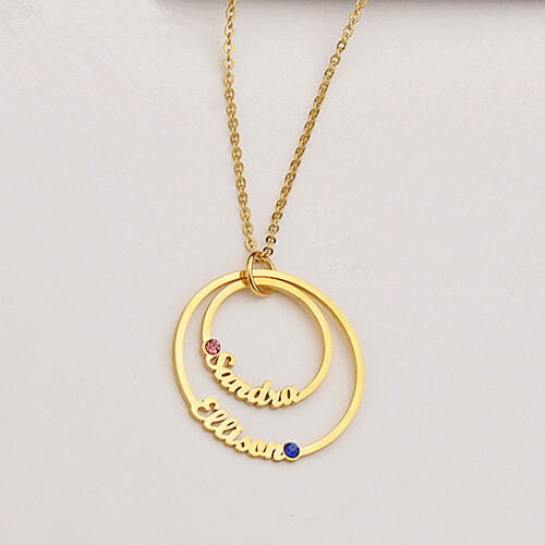 Custom multiple birthstone jewelry suppliers personalized gold name necklace with birthstone wholesale manufacturers